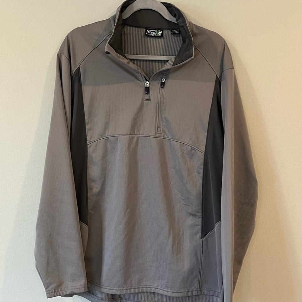 IZOD Jacket Mens L Gray X-Treme Function Golfwear Performance 1/4 Zip Pullover